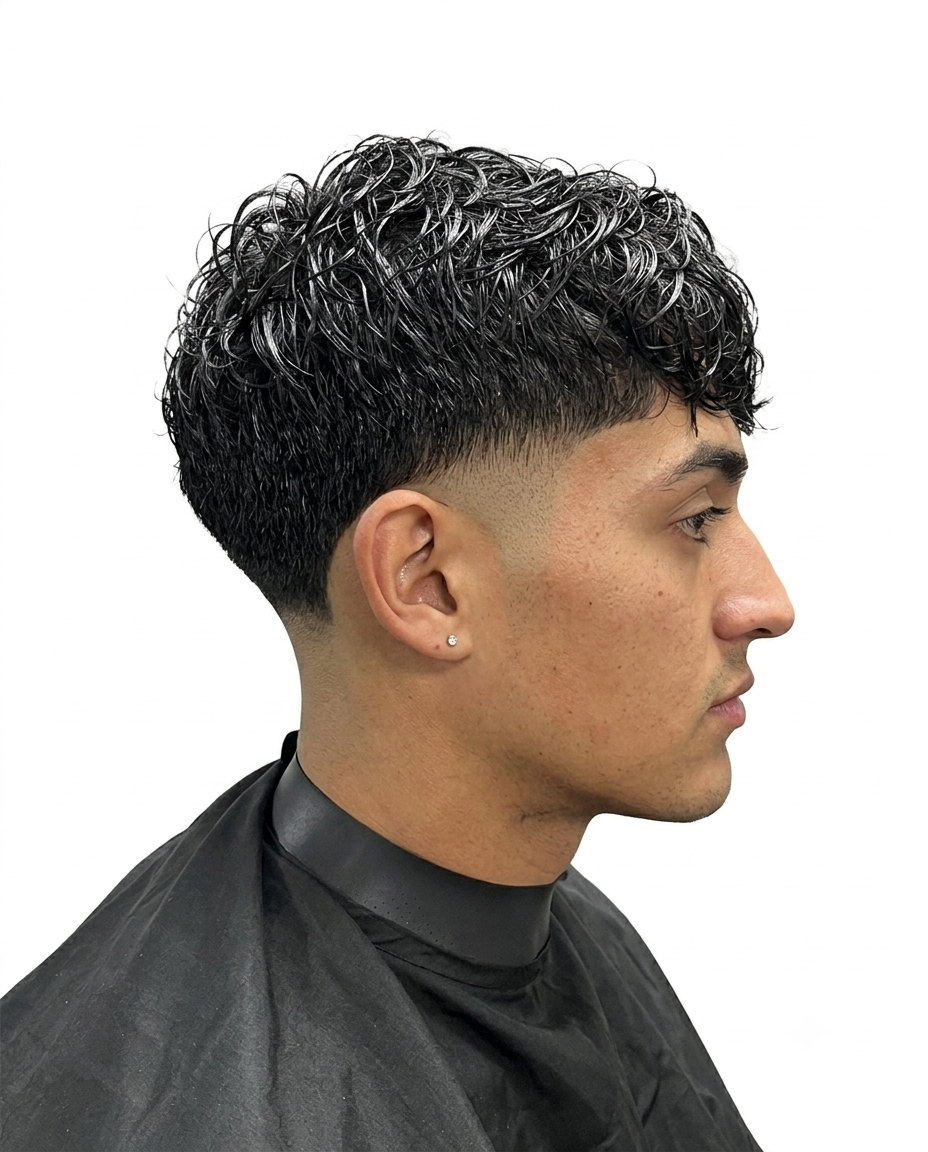 Corte de cabello después del servicio, degradado y textura definida